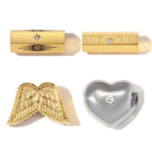 Edelstahl-Beads, 304 Edelstahl, plattiert, DIY & verschiedene Stile für Wahl & mit Strass, 3PCs/Tasche, verkauft von Tasche