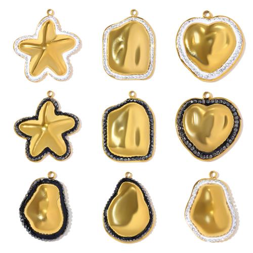 Stainless Steel Pendants 304 Stainless Steel with Clay plated DIY & with rhinestone Sold By Bag