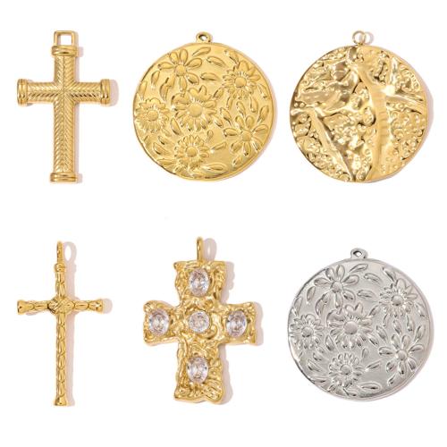 Rostfritt stål Smycken Hängen, 304 rostfritt stål, plated, DIY & olika stilar för val & micro bana cubic zirconia, 3PC/Bag, Säljs av Bag