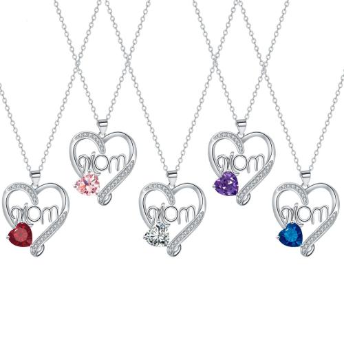 Brass Necklace with 304 Stainless Steel Chain with 5cm extender chain Heart plated cross chain & Mother Day Jewelry & micro pave cubic zirconia & for woman Length Approx 45 cm Sold By PC