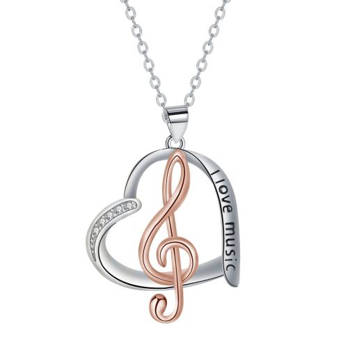 ottone collana, with 5cm extender chain, Cuore, placcato, Gioielli Festa della Mamma & Micro spianare cubic zirconia & per la donna, Lunghezza Appross. 45 cm, Venduto da PC