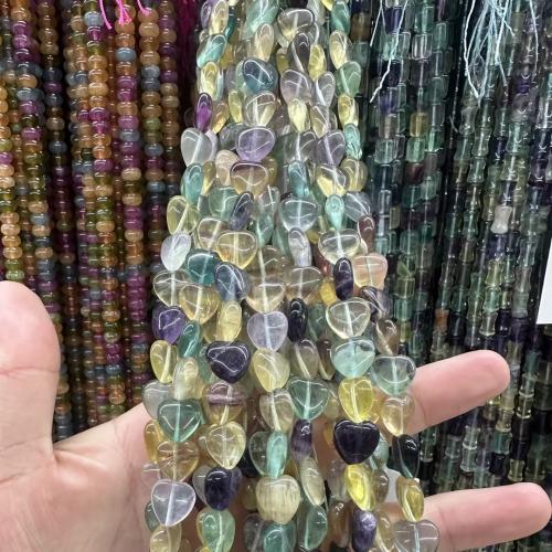 Natural Fluorite Beads Colorful Fluorite Heart DIY Length Approx 38 cm Sold By PC