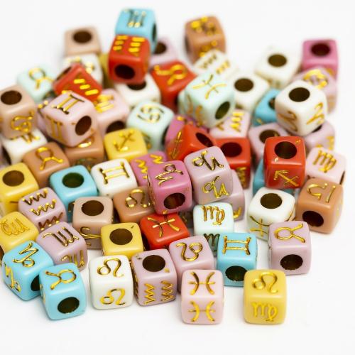 Alphabet Acrylic Beads Square DIY & enamel Approx  Sold By Lot