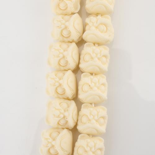 Perles en corail naturel, lion, DIY, Jaune, 13x13x13mm, Vendu par brin