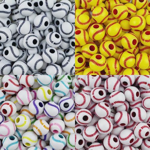 Acryl Schmuck Perlen, Baseball, DIY, keine, 11mm, Bohrung:ca. 3.5mm, 30PCs/Tasche, verkauft von Tasche