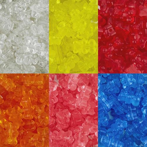 Transparent Akrylpärlor, Akryl, Bear, DIY, fler färger för val, 10x15x7mm, Hål:Ca 1mm, 30PC/Bag, Säljs av Bag