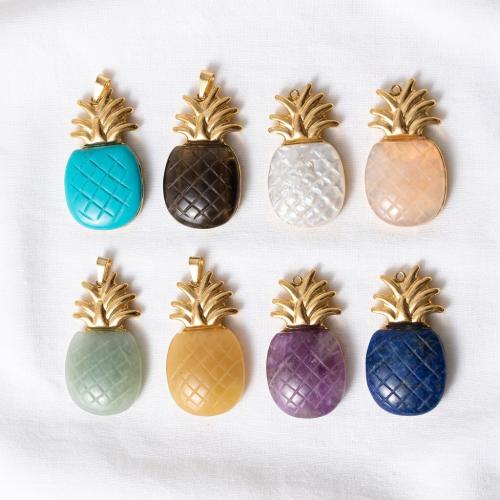 Jalokivi riipuksia koruja, Ananas, tee-se-itse & eri materiaaleja valinta, 35x20mm, Myymät PC