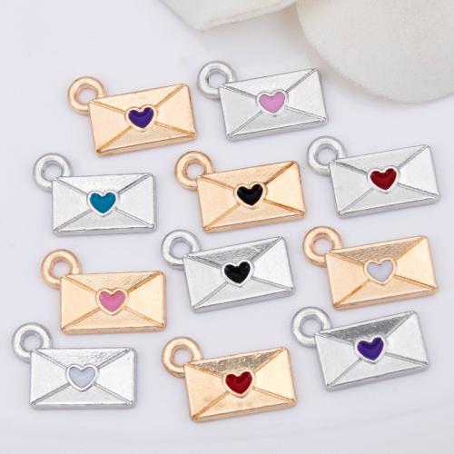 Pingentes de esmalte de liga de zinco, Envelope, banhado, DIY, Mais cores pare escolha, 9x13mm, vendido por PC