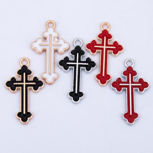 Zink legering emalj hängen, Zink Alloy, Cross, plated, DIY, fler färger för val, 14x25mm, Säljs av PC