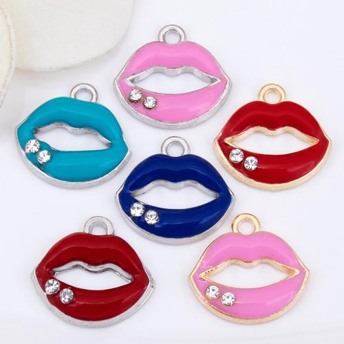 Emaille hangers met zink legering, Zinc Alloy, Lip, plated, DIY & glazuur & met strass, meer kleuren voor de keuze, 16x15mm, Verkocht door PC