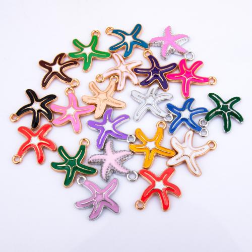 Zink legering emalje vedhæng, Zinc Alloy, Starfish, forgyldt, du kan DIY, flere farver til valg, 17x16mm, Solgt af PC