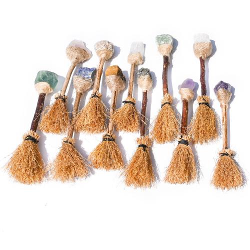 Edelsteen Decoratie, met Stro, Bezem, verschillende materialen voor de keuze, 150mm, Verkocht door PC