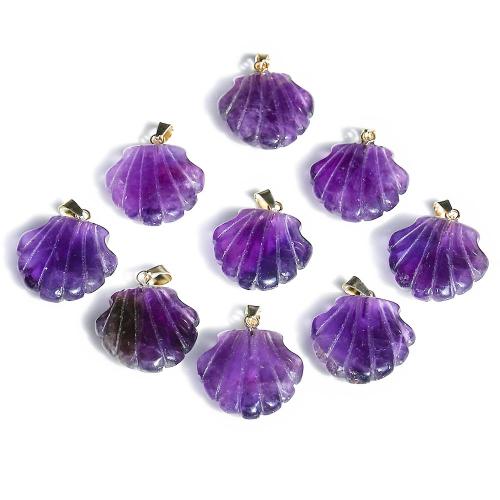 Natürlicher Quarz Anhänger, Amethyst, Schale, geschnitzt, DIY, 6x22mm, verkauft von PC