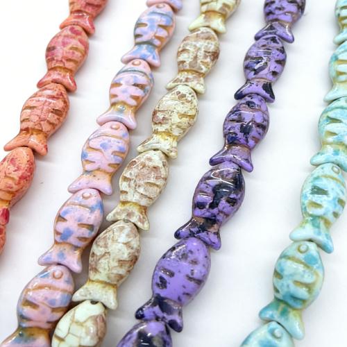 Mixed korut Helmet, Synteettinen Turkoosi, Kala, Carved, tee-se-itse, enemmän värejä valinta, 11x24mm, N. 17PC/Strand, Myymät Strand