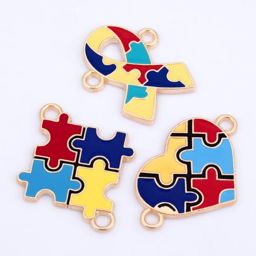 Κράμα ψευδάργυρου Connector, επιχρυσωμένο, DIY & διαφορετικά στυλ για την επιλογή & σμάλτο & 1/1 βρόχο, περισσότερα χρώματα για την επιλογή, Sold Με PC