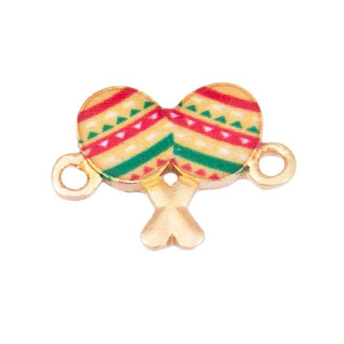 Κράμα ψευδάργυρου Connector, επιχρυσωμένο, DIY & σμάλτο & 1/1 βρόχο, πολύχρωμα, 21x15mm, Sold Με PC