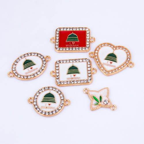 Κράμα ψευδάργυρου Connector, επιχρυσωμένο, DIY & διαφορετικά στυλ για την επιλογή & σμάλτο & με στρας & 1/1 βρόχο, περισσότερα χρώματα για την επιλογή, Sold Με PC