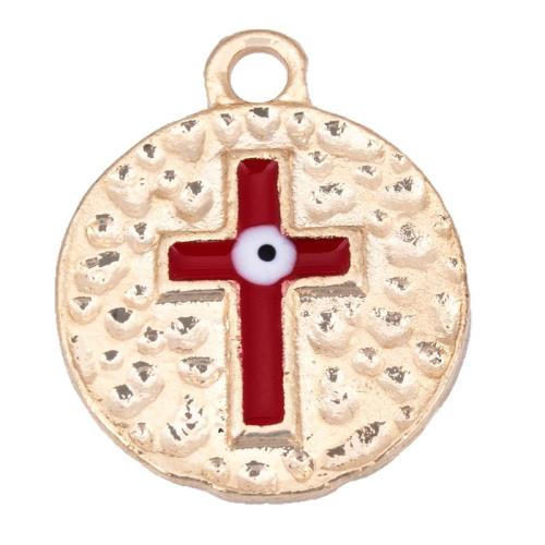 Zink legering emalje vedhæng, Zinc Alloy, forgyldt, du kan DIY, rød, 16x19mm, Solgt af PC