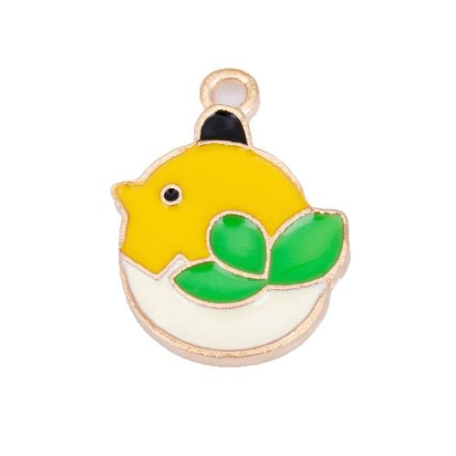 Zinc Alloy Enamel Pendants Chicken plated DIY yellow Sold By PC