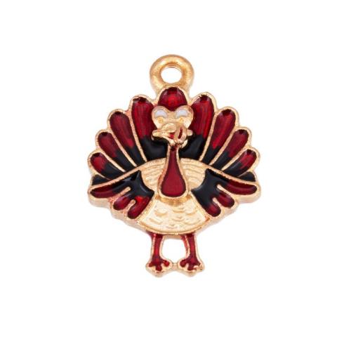 Zinc Alloy Enamel Pendants Peacock plated DIY black and red Sold By PC