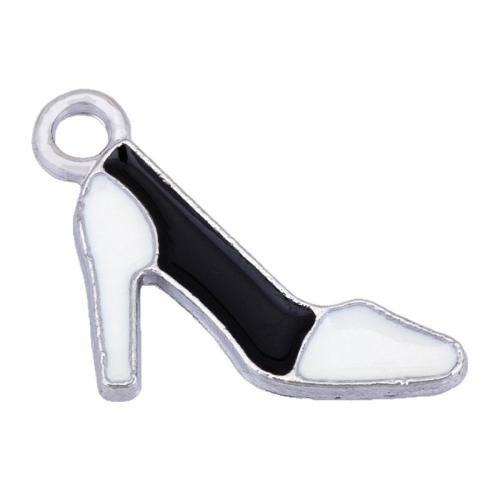 Zinc Alloy Enamel Pendants Shoes plated DIY white and black Sold By PC