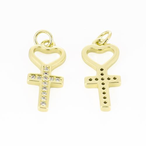 Kubické zirkonie Mikro dláždí mosaz s přívěskem, barva pozlacený, DIY & micro vydláždit kubické zirkony & dutý, Prodáno By PC