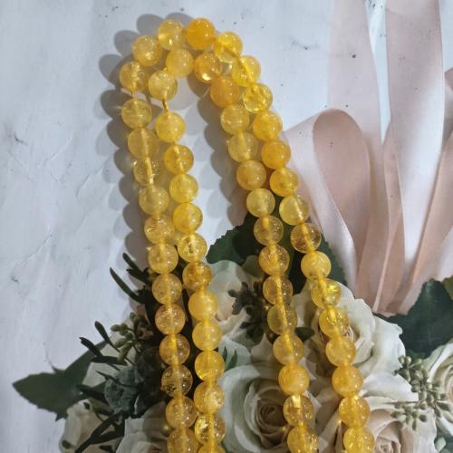 Natural Citrine Beads Round DIY Sold By Strand