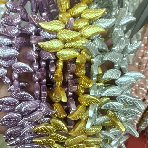 Koraliki z muszli z morza południowego, Shell Pearl, Liść, DIY, dostępnych więcej kolorów, beads size  8*17-18mm, około 50komputery/Strand, sprzedane przez Strand