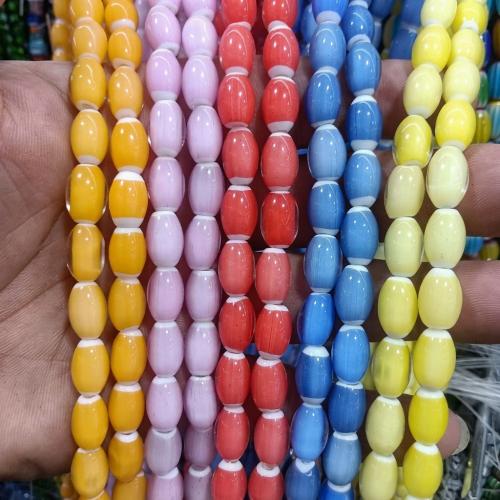Handmade Lampwork Gyöngyök, csiszolt, DIY & sima, több színt a választás, 8x12mm, Kb 35PC-k/Strand, Által értékesített Strand