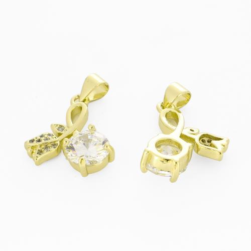 Cilindrata Zircone micro pavimenta il pendente di ottone, placcato color oro, DIY & Micro spianare cubic zirconia, 22x17x5mm, Venduto da PC
