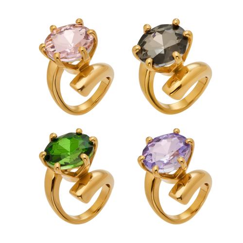 Zirkonia Edelstahl-Finger- Ring, 304 Edelstahl, mit kubischer Zirkonia, verschiedene Größen vorhanden & für Frau, keine, 23mm, verkauft von PC