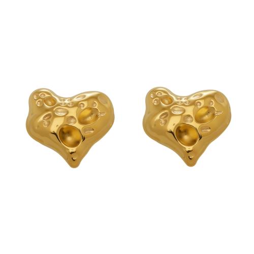 Stainless Steel Stud Earrings Heart plated for woman Sold By Pair