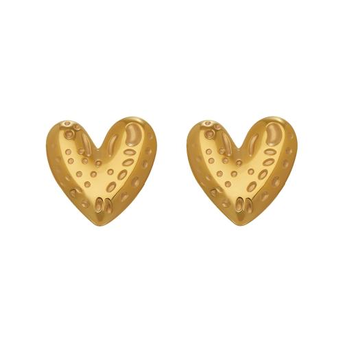 Stainless Steel Stud Earrings Heart plated for woman 14.50mm Sold By Pair