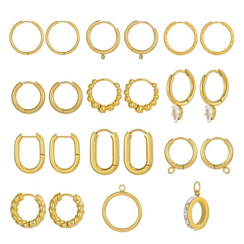 304 rustfrit stål ørering drop komponent, guldfarve belagt, du kan DIY & forskellige stilarter for valg, Solgt af par