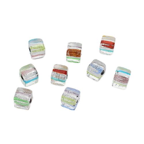 Modne szklane koraliki, Szkło, Kwadrat, DIY, dostępnych więcej kolorów, 8mm, otwór:około 2mm, sprzedane przez PC
