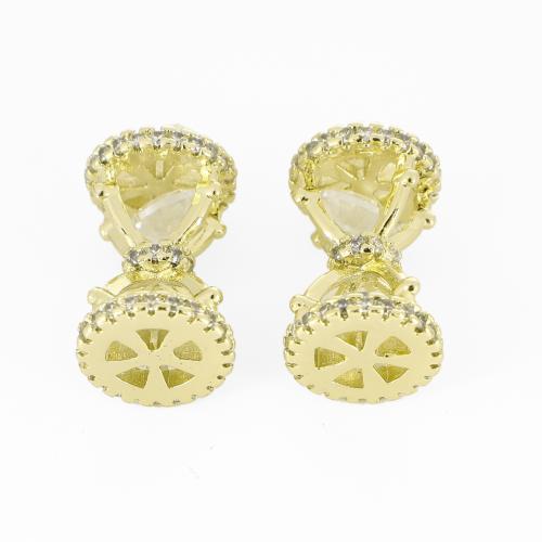 Kubinių Zirconia Mikro Pave Žalvaris Priedai veltiniams, vilna, Žalvarinis, Smėlio laikrodis, aukso spalva padengtas, Pasidaryk pats & mikro nutiesti kubinių Zirconia, 23x10x10mm, Pardavė PC
