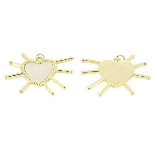 Natural White Shell Hangers, Messing, met White Shell, Hart, gold plated, DIY, 30x37x3mm, Verkocht door PC