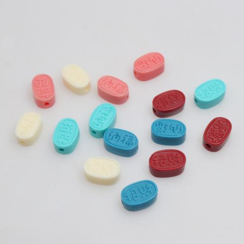 Resin Smycken Pärlor, Harts, formsprutning, DIY & med bokstaven mönster, fler färger för val, 9x14mm, 100PC/Bag, Säljs av Bag