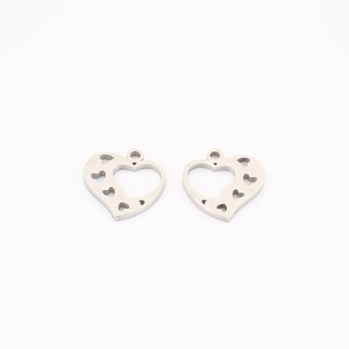 Rustfrit stål Heart Vedhæng, 304 rustfrit stål, du kan DIY & hule, oprindelige farve, 15x14x1mm, Solgt af PC