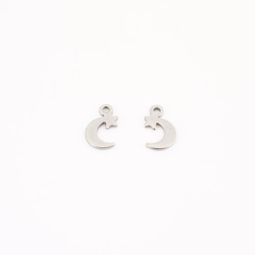 Stainless Steel Pendants 304 Stainless Steel Moon and Star DIY original color Sold By PC