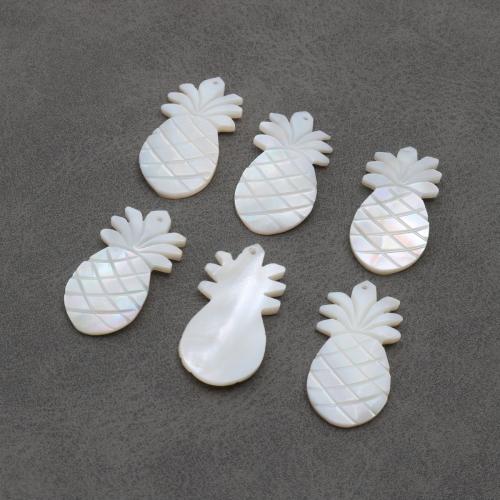 Natural White Shell Hangers, Ananas, Gesneden, DIY, 13x25mm, Verkocht door PC