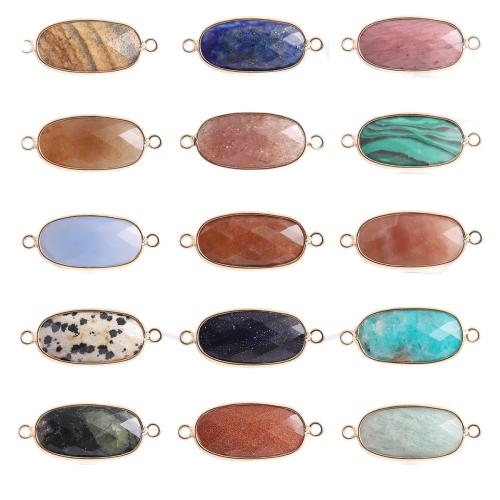 Conector de gemstone, misto de pedras semi-preciosas, with liga de zinco, Oval, polido, DIY & materiais diferentes para a escolha & facetada, 20x10x6mm, vendido por PC