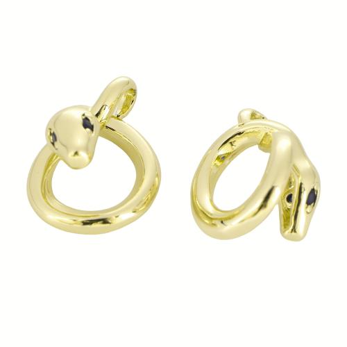 Cubic Zirconia Micro Pave Brass Pendant Snake gold color plated DIY & micro pave cubic zirconia & hollow Sold By PC