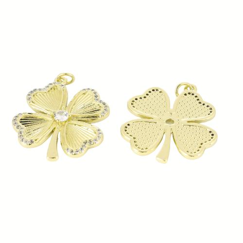 Cubic Zirconia Micro Pave Brass Pendant Flower gold color plated DIY & micro pave cubic zirconia Sold By PC