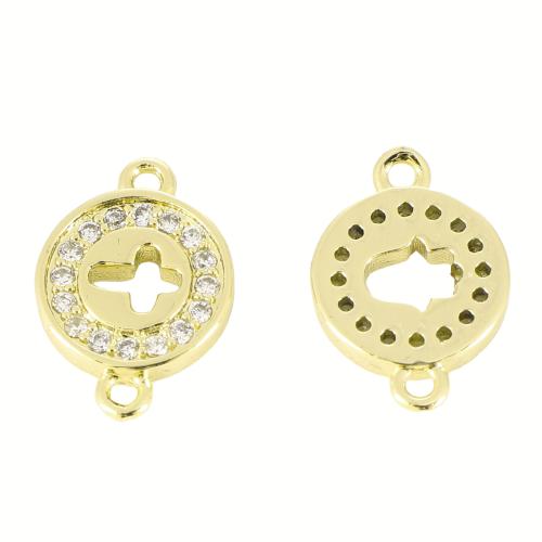 Cubic Zirconia Micro Pave Brass Connector gold color plated DIY & micro pave cubic zirconia & hollow Sold By PC