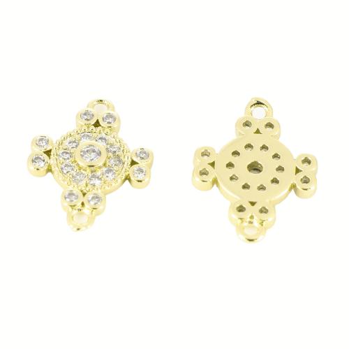 Cubic Zirconia Micro Pave Brass Pendant gold color plated DIY & micro pave cubic zirconia Sold By PC