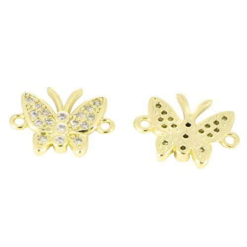 Cubic Zirconia Micro Pave Brass Connector Butterfly gold color plated DIY & micro pave cubic zirconia Sold By PC