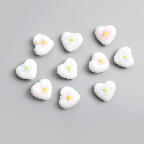Fashion Glass Beads Heart DIY & with flower pattern Approx 2mm Sold By PC