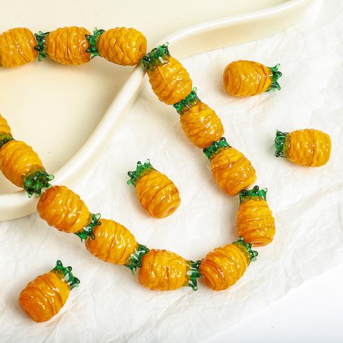 Contas de vidro de moda, Abacaxi, DIY, 15x20mm, Buraco:Aprox 2mm, vendido por PC