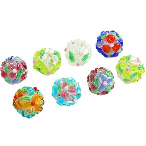 Fashion Glass Beads DIY & with flower pattern Approx 2mm Sold By PC